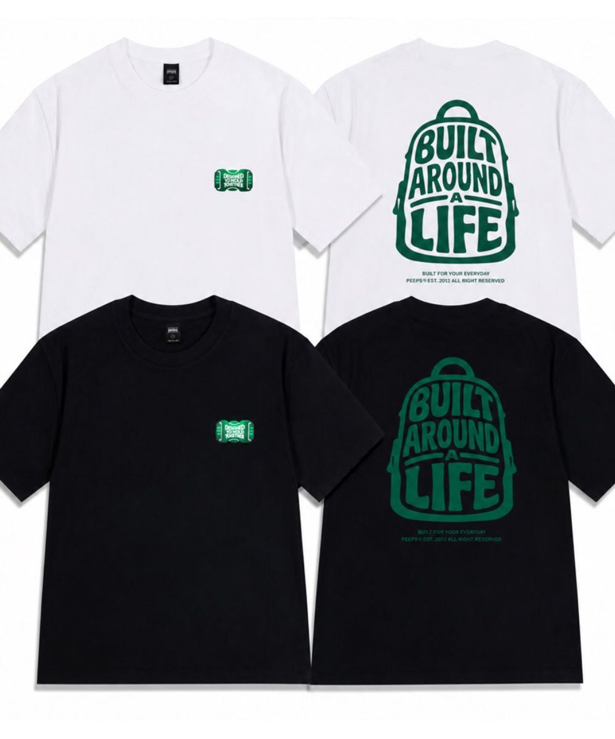 핍스(PEEPS) Built Around Life Pack SS Tee (BLACK/WHITE) 오버핏 반팔티
