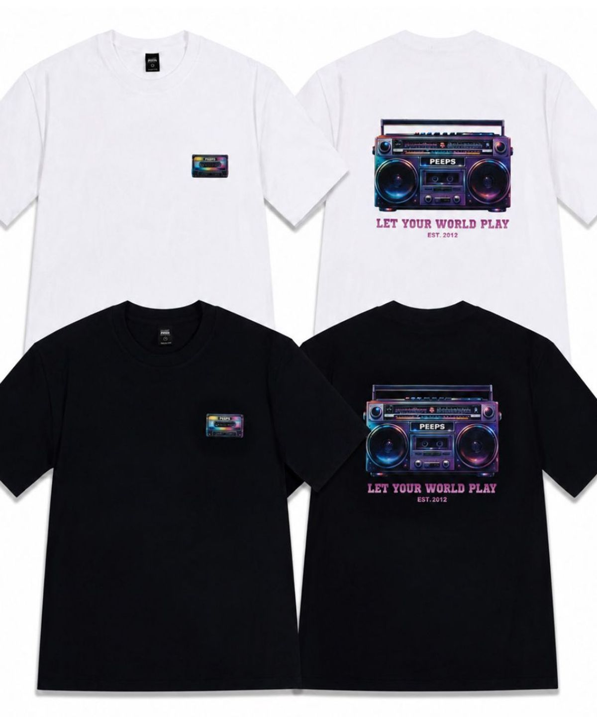 핍스(PEEPS) Cyberpunk Boombox SS Tee (BLACK/WHITE) 오버핏 반팔티