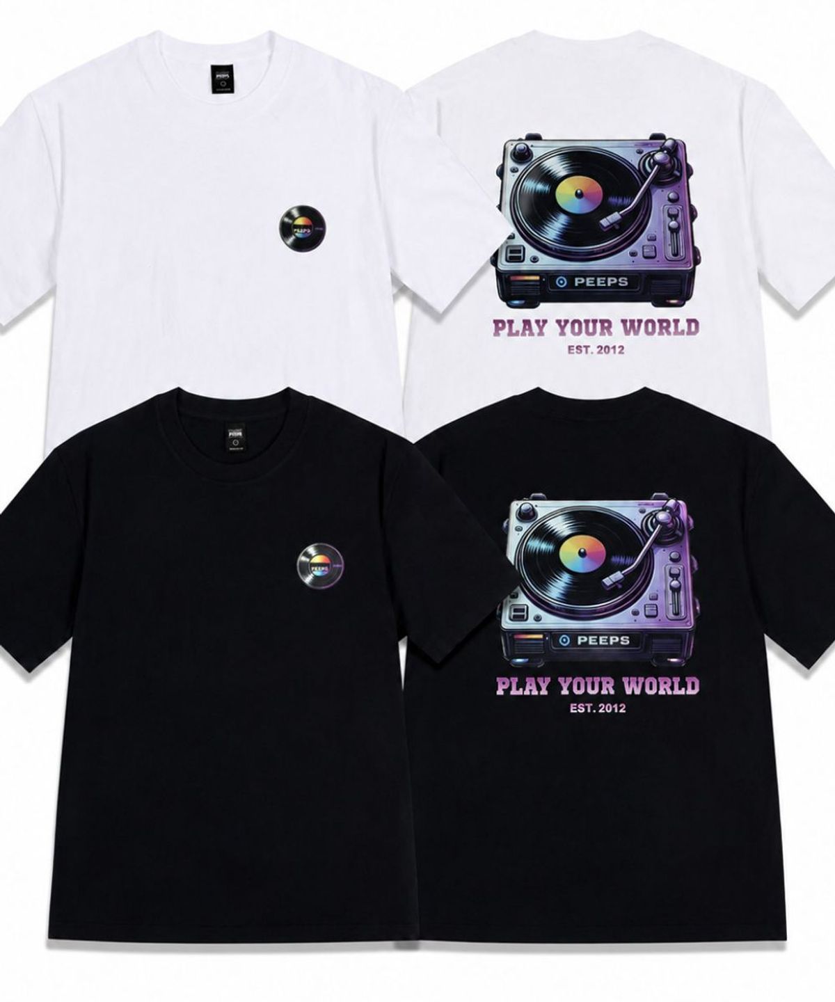 핍스(PEEPS) Cyberpunk Turntable SS Tee (BLACK/WHITE) 오버핏 반팔티