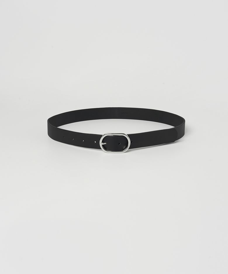 30MM CURVE CIRCLE LEATHER BELT - BLACK/SILVER