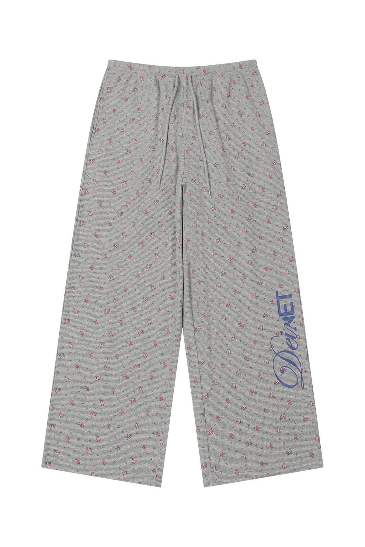다이닛(DEINET) SOFT WAFFLE FLOWER JERSEY PANTS IN MELANGE GREY