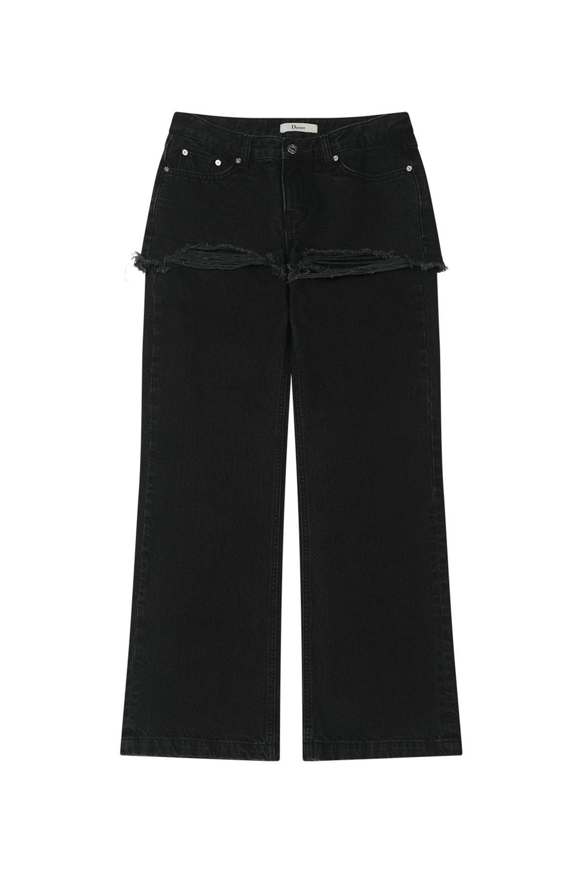 다이닛(DEINET) LAYERED SEMI BOOTSCUT DENIM PANTS IN BLACK