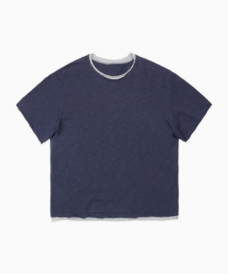 컷오프 레이어드 슬럽 티셔츠 NAVY