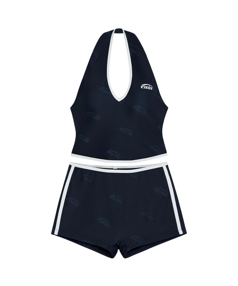 HALTER TWO-PIECE SWIM SET-NAVY