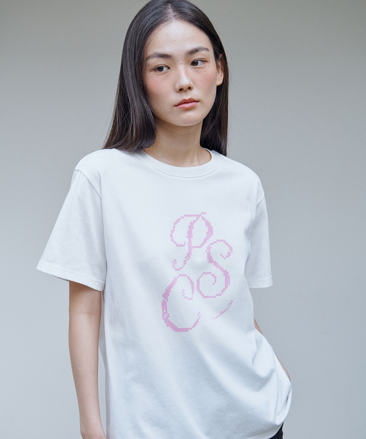 아위(AHWE) 데일리 루즈핏 프린트 티셔츠_화이트