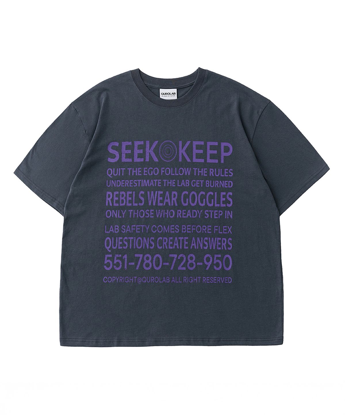 큐로랩(QUROLAB) LABORATORY RULES TEE(CHARCOAL)
