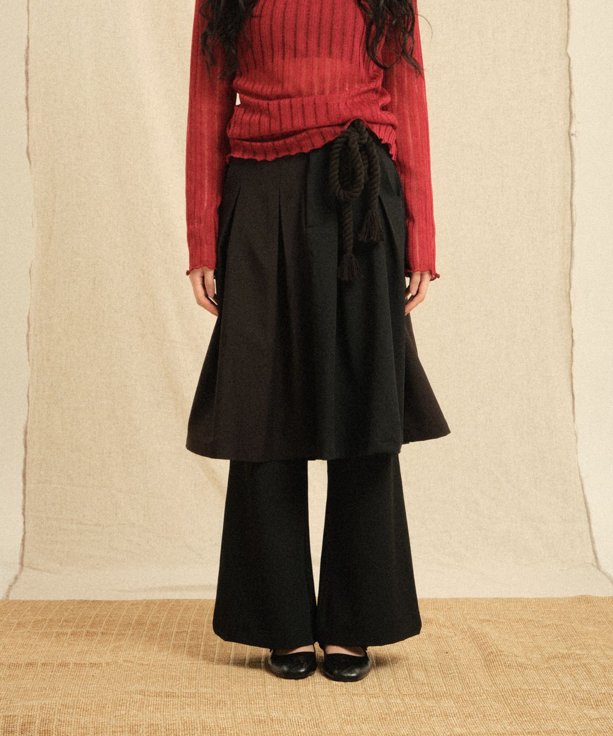 레큘리(RECULER) Skirt pants Black (Ver. 26ss)