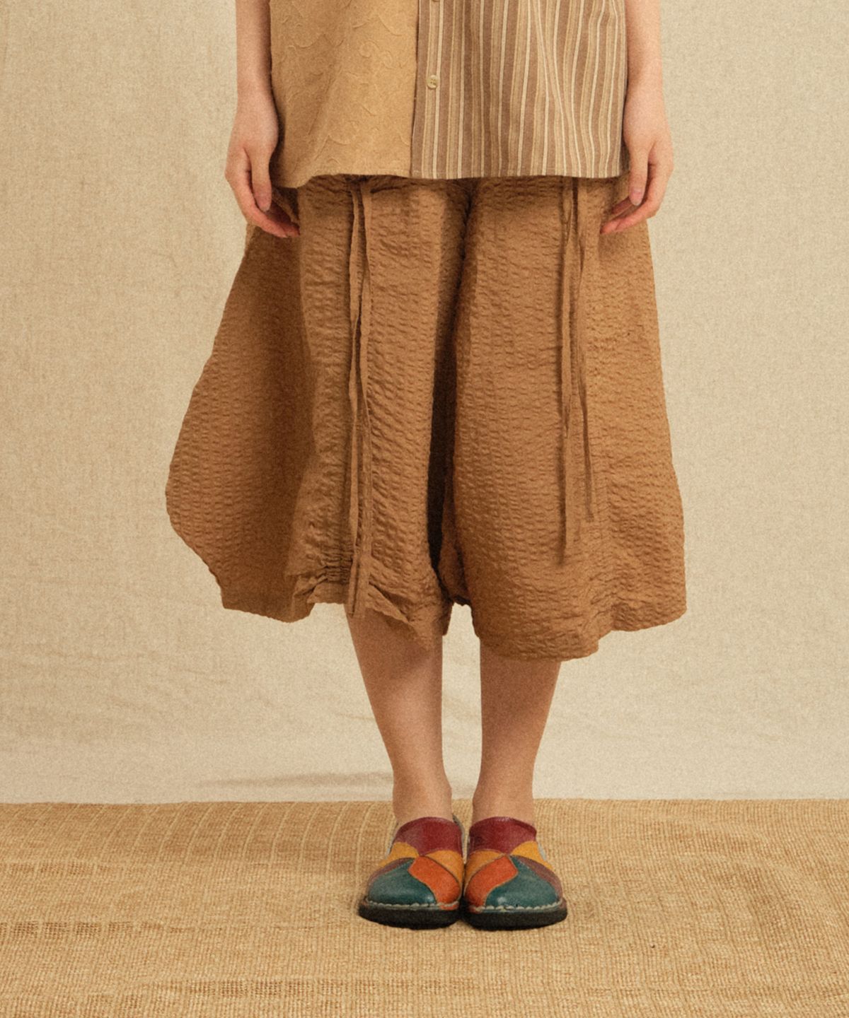 레큘리(RECULER) Shirring Skirt Pants  Brown