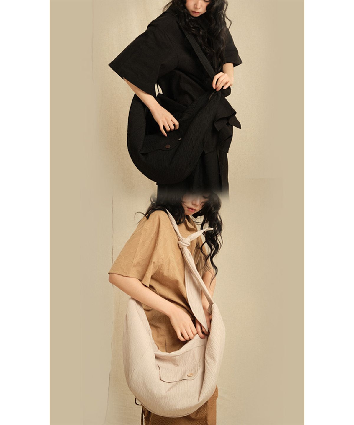 레큘리(RECULER) Wrinkle cloth cross bag
