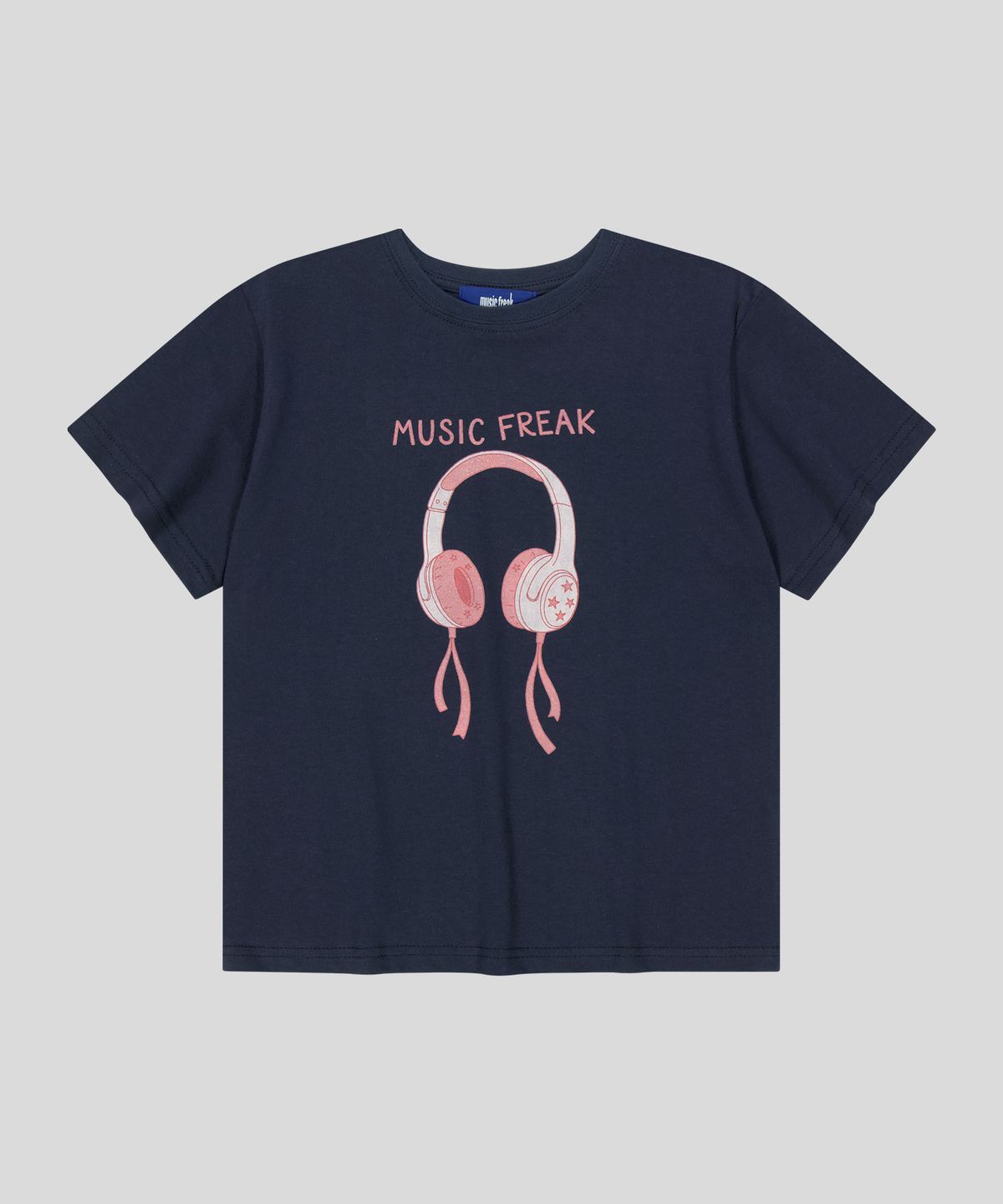 뮤직프리크(MUSICFREAK) Retro Line Headphones T-Shirt - Navy