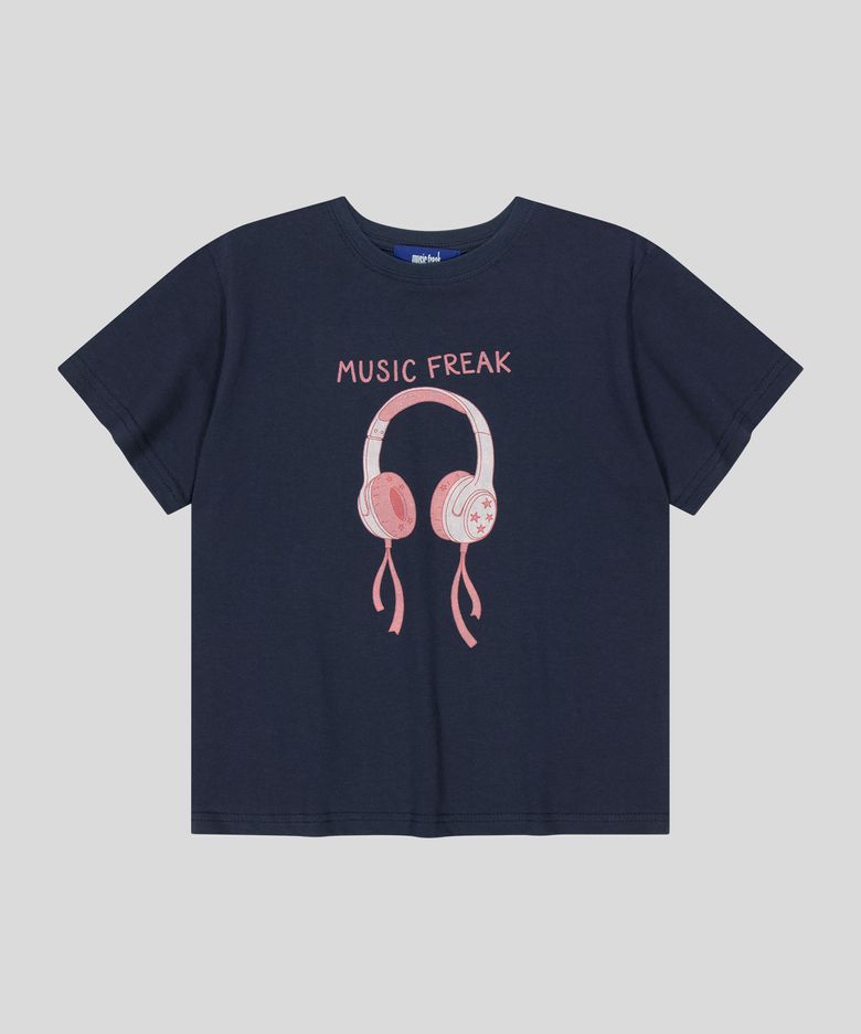 Retro Line Headphones T-Shirt - Navy