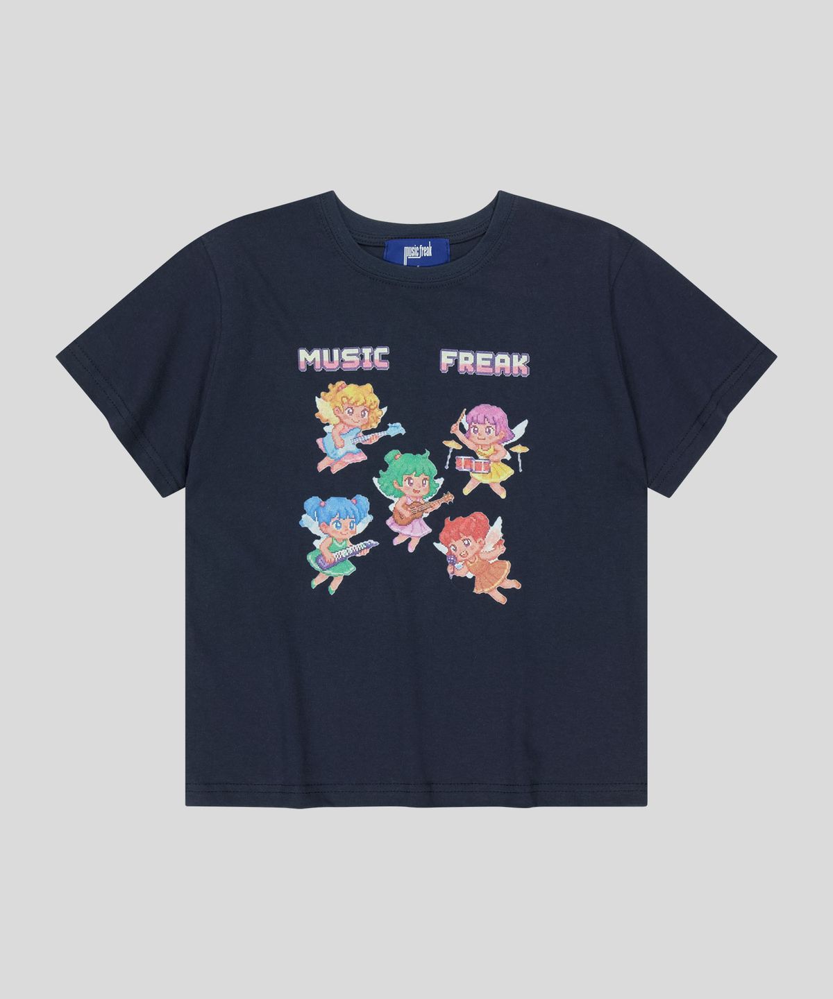 뮤직프리크(MUSICFREAK) Pixel Angel Band T-Shirt - Navy