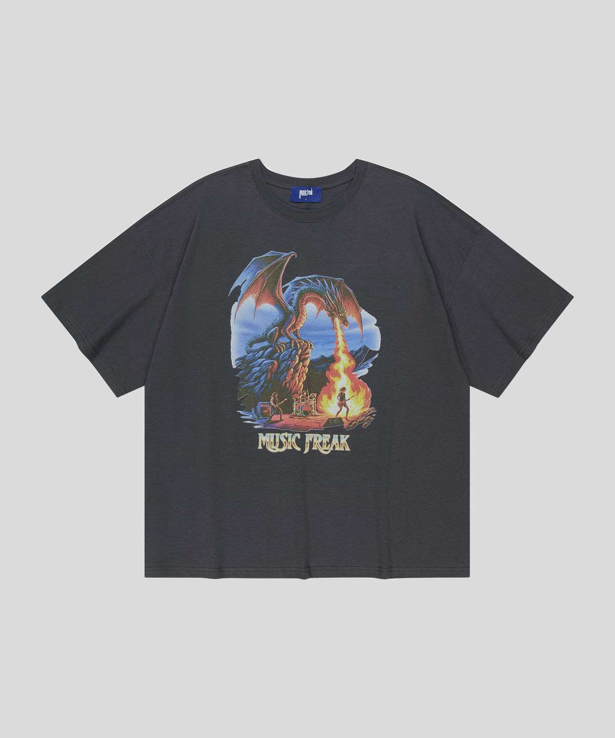 뮤직프리크(MUSICFREAK) Dragon Amplified T-Shirt - Charcoal