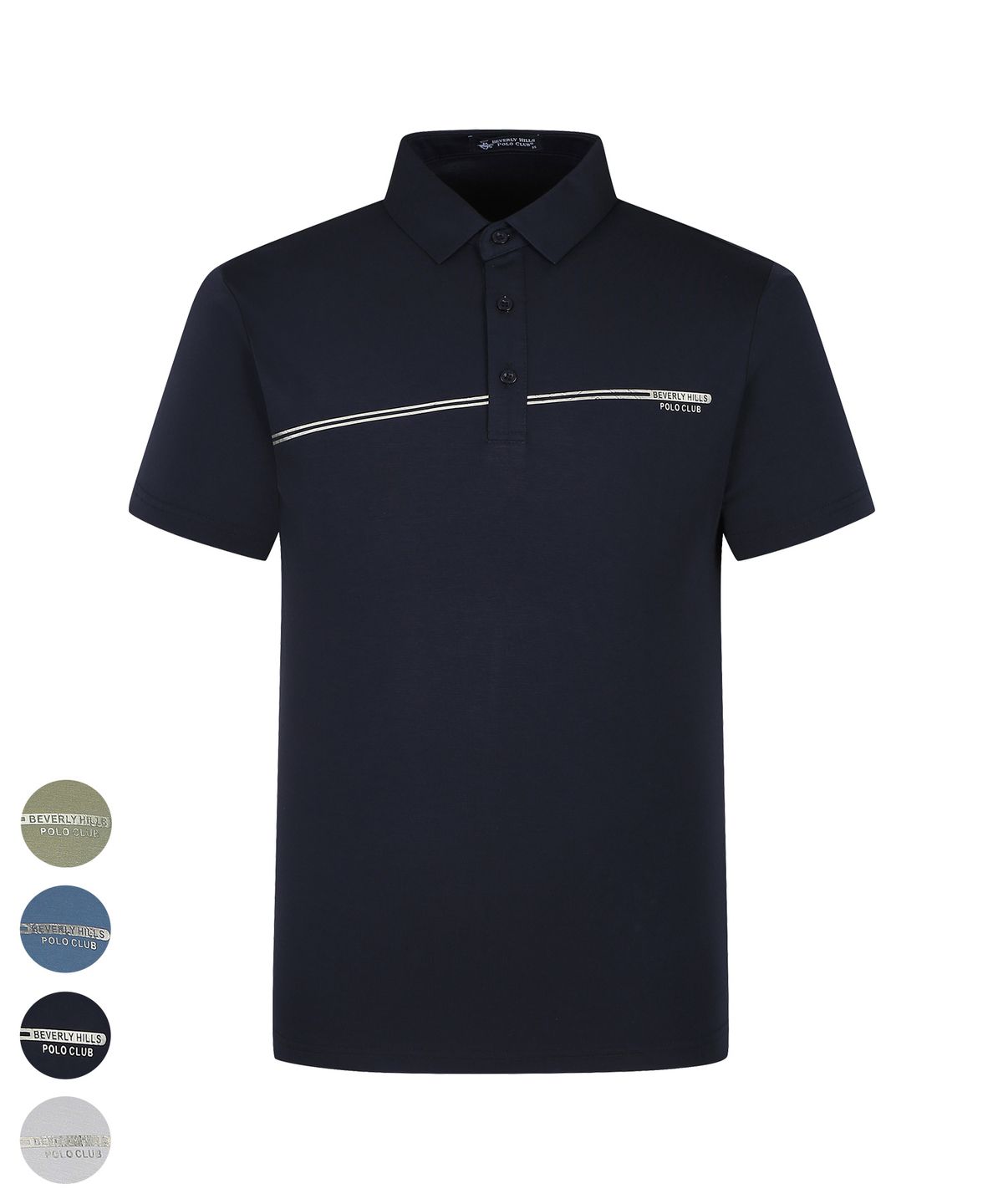 비버리힐스 폴로클럽(BHPOLOCLUB) 남성 글로시 라인 포인트 카라 티셔츠 4Color TS193