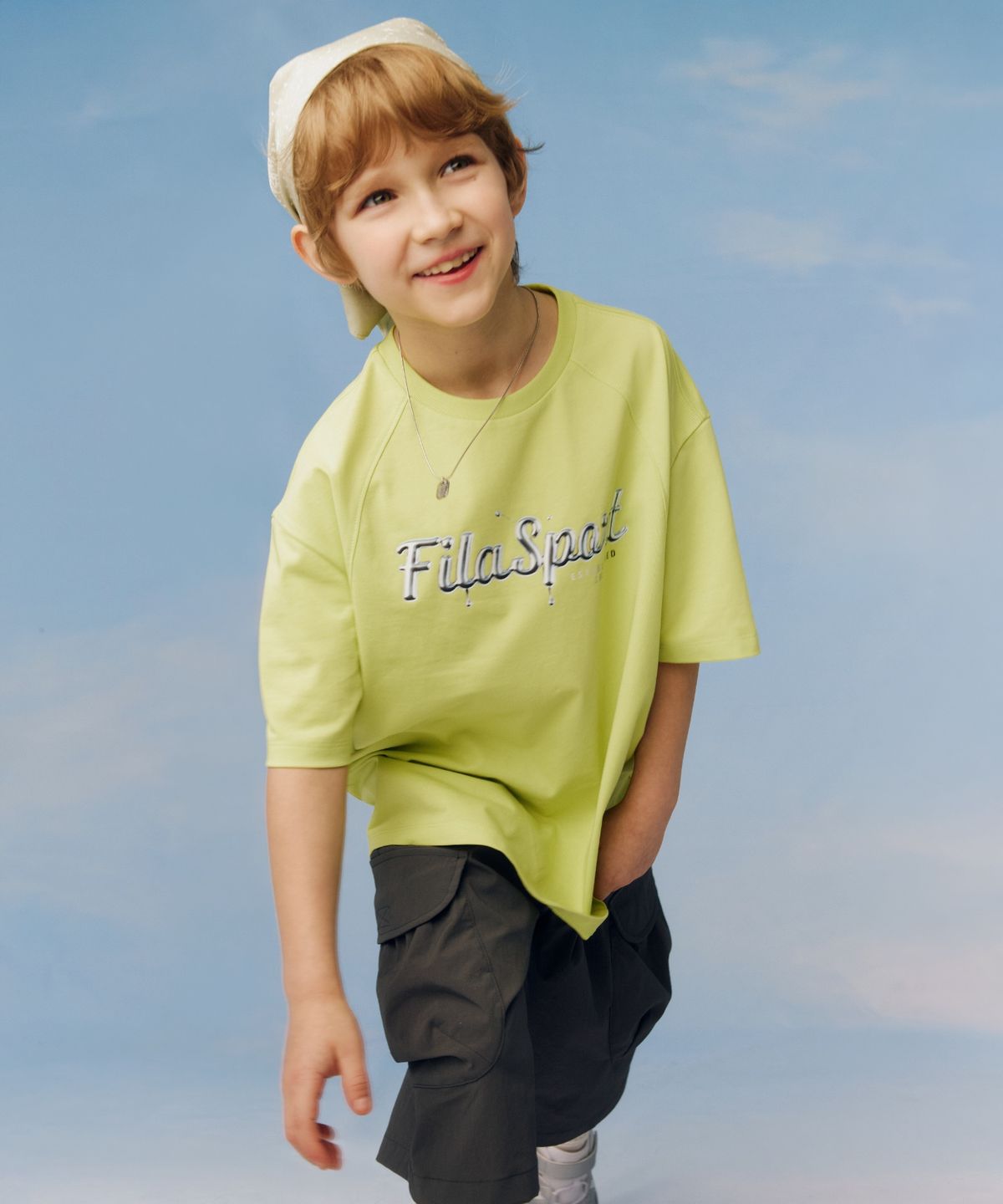 휠라 키즈(FILA KIDS) Drywave 루즈핏 그래픽 반팔티