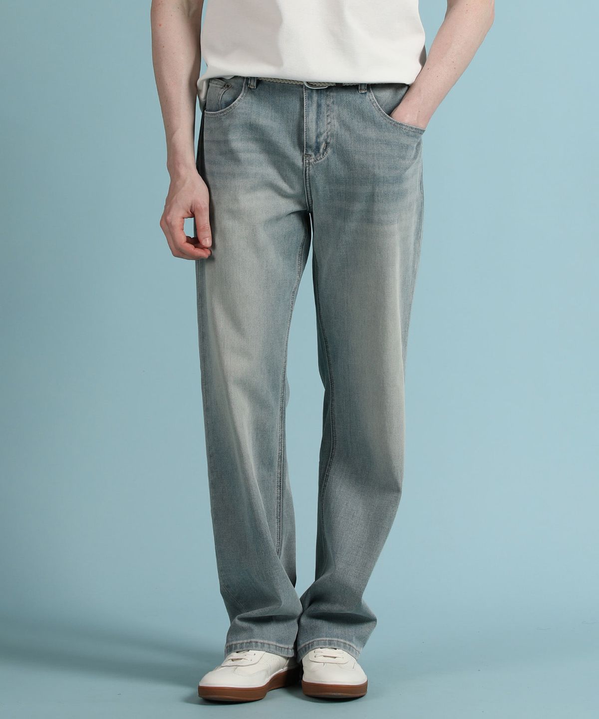 빠니깔레(PANICALE) 라이트블루 레귤러핏 데님 팬츠