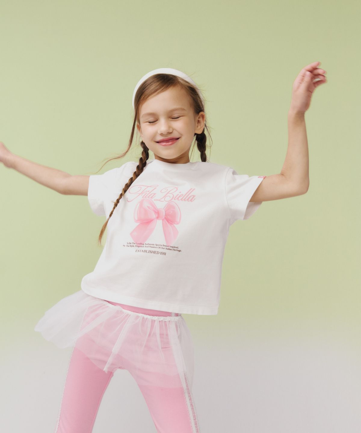 휠라 키즈(FILA KIDS) 여아 리본 그래픽 반팔티