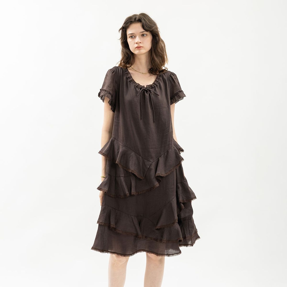 웬스데이딜라잇(WEDNESDAY DELIGHT) WD_Layered ruffle ribbon dress_2color