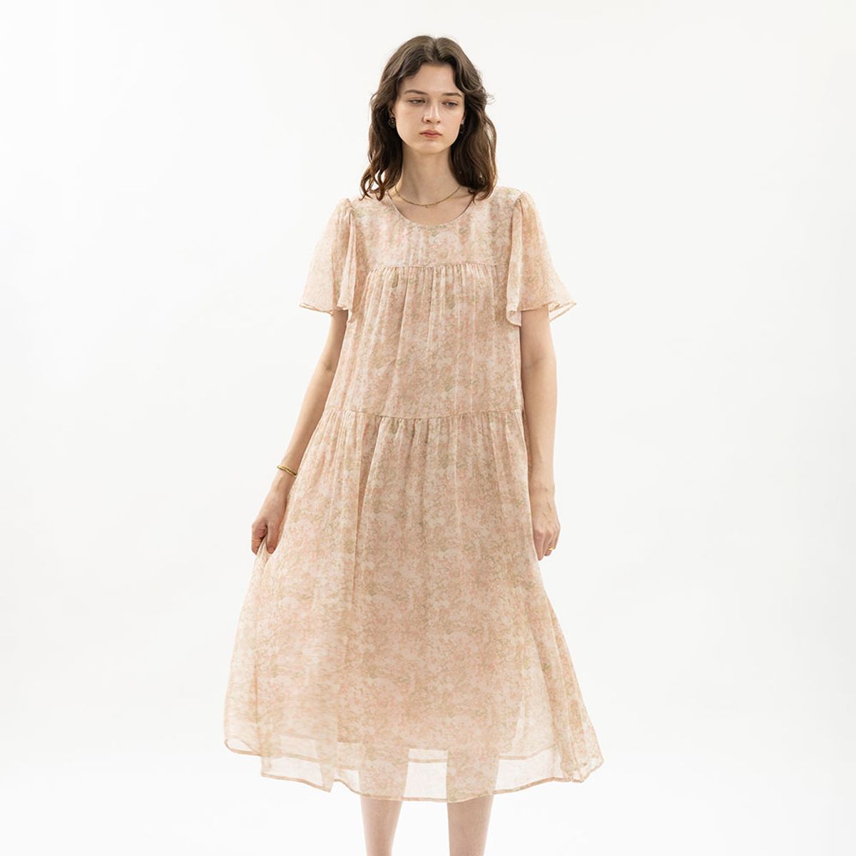 웬스데이딜라잇(WEDNESDAY DELIGHT) WD_Bloom sheer tiered dress_PINK