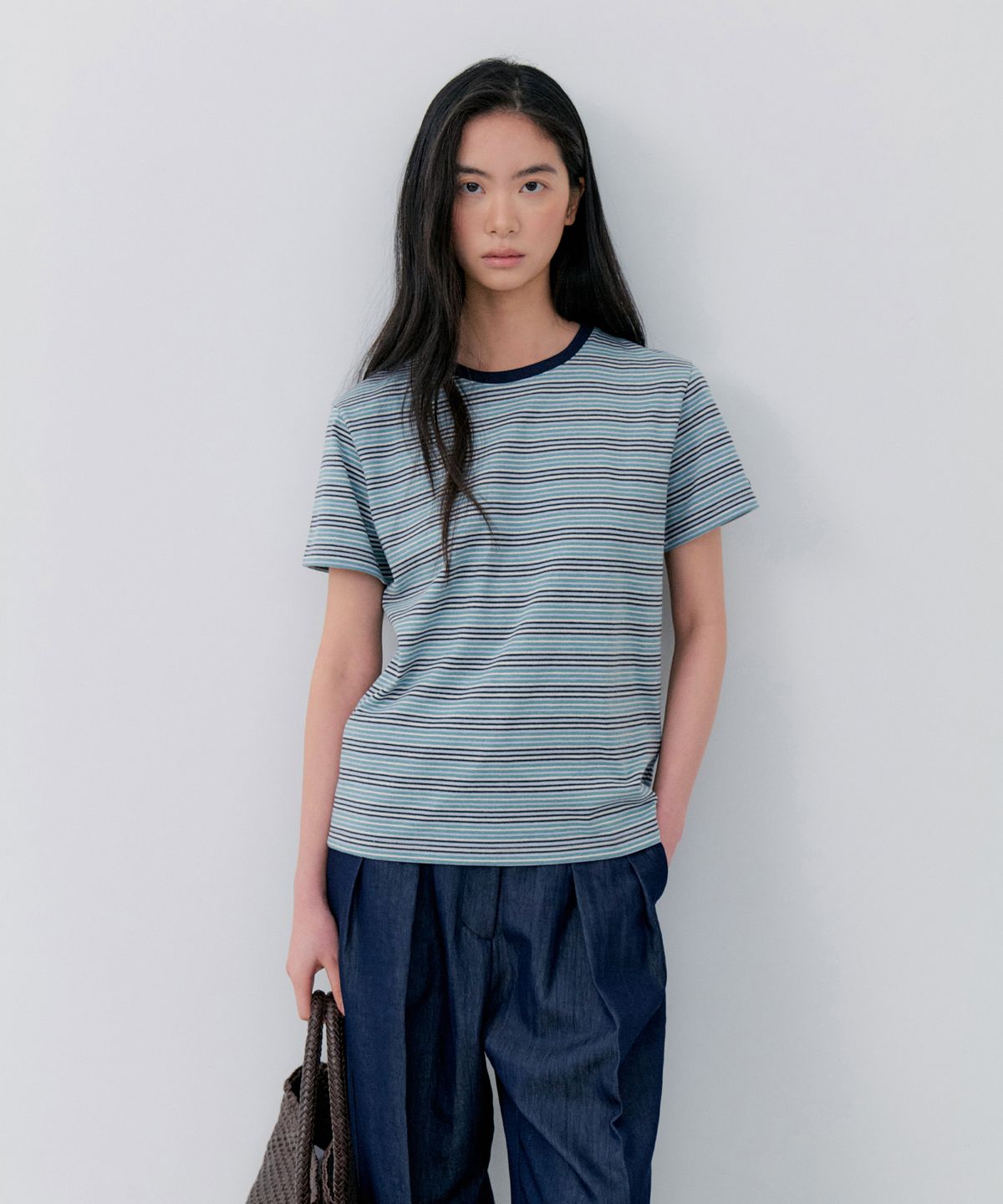 노티아(NOTIA) COTTON STRIPE T-SHIRTS - BLUE