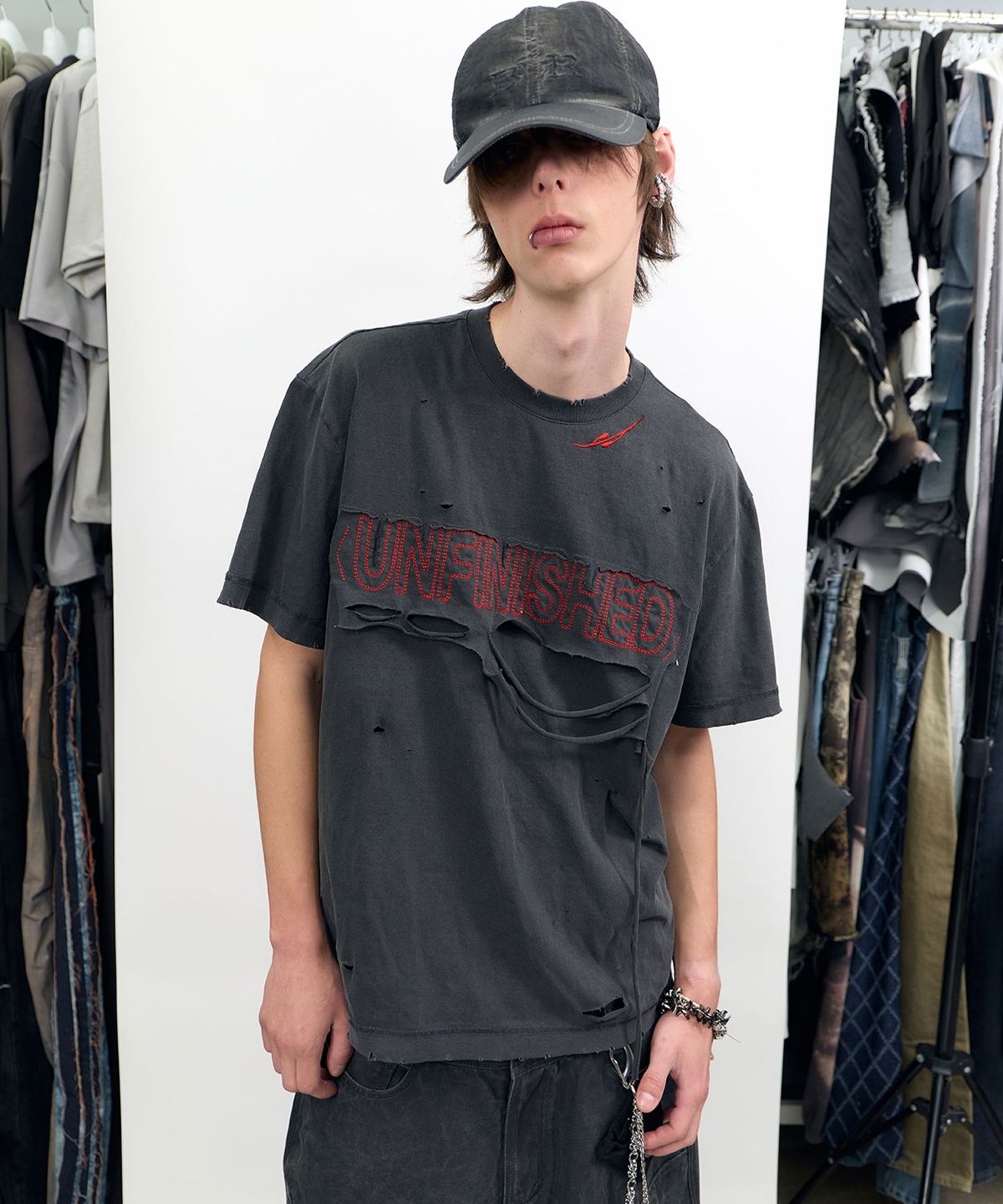 비엘알(BLR) UNFINISHED Vintage Damaged Oversized T-shirt