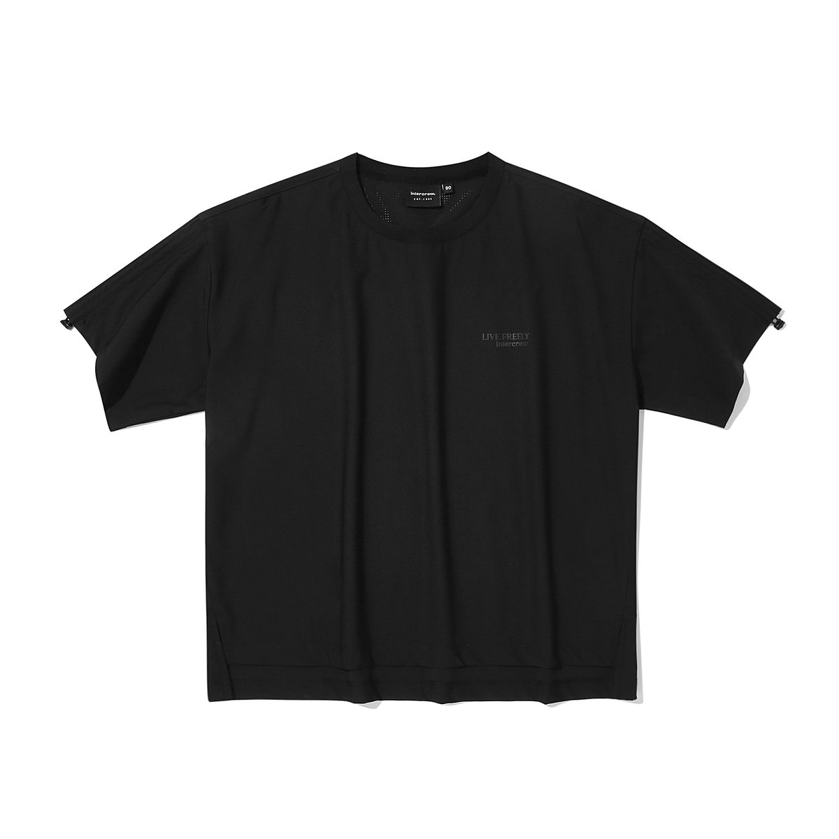 인터크루(INTERCREW) 우먼스 소재 믹스 냉감 티셔츠 블랙 ITA2XM55ABK