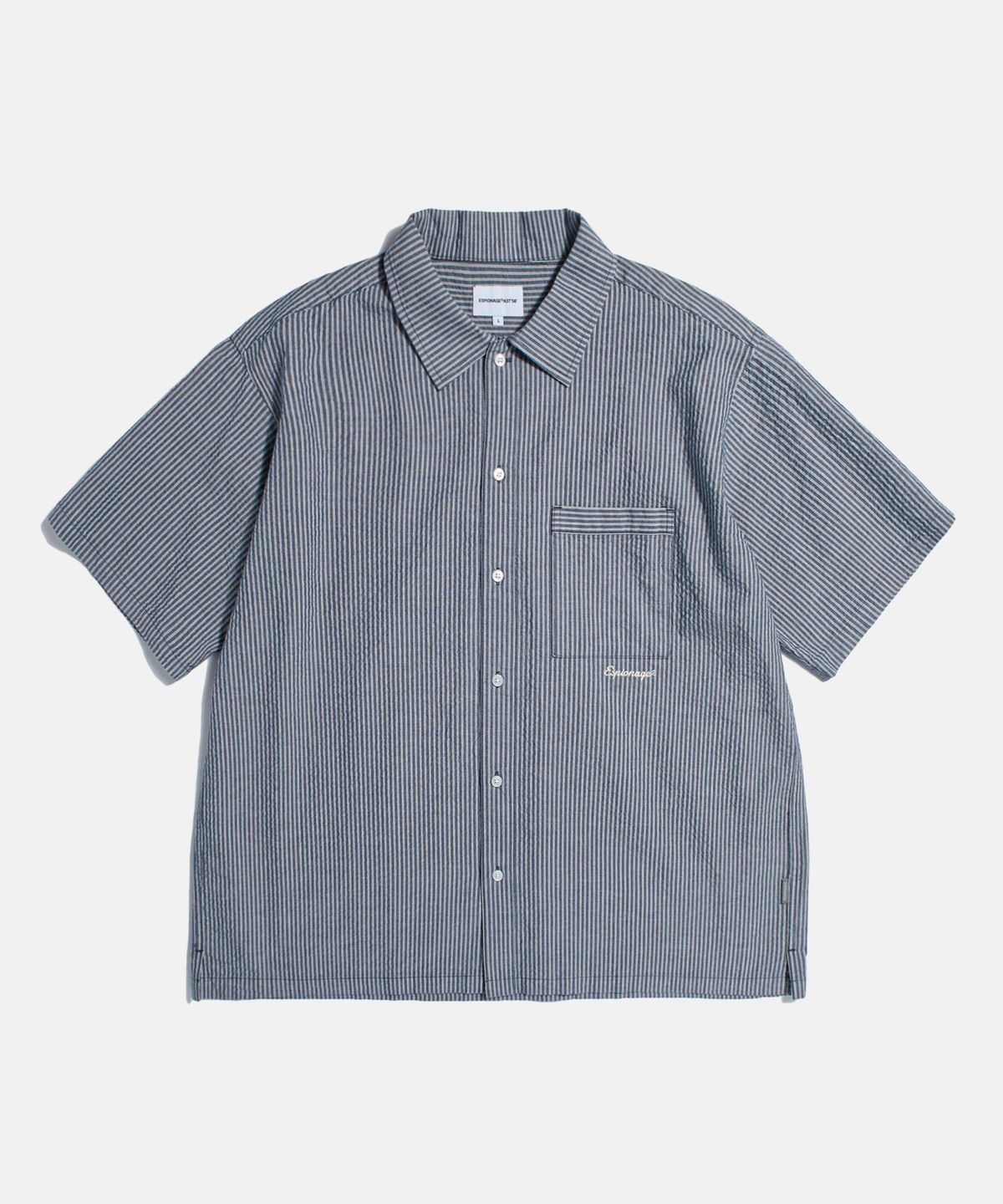 에스피오나지(ESPIONAGE) Stripe Seersucker Resort Shirt Navy