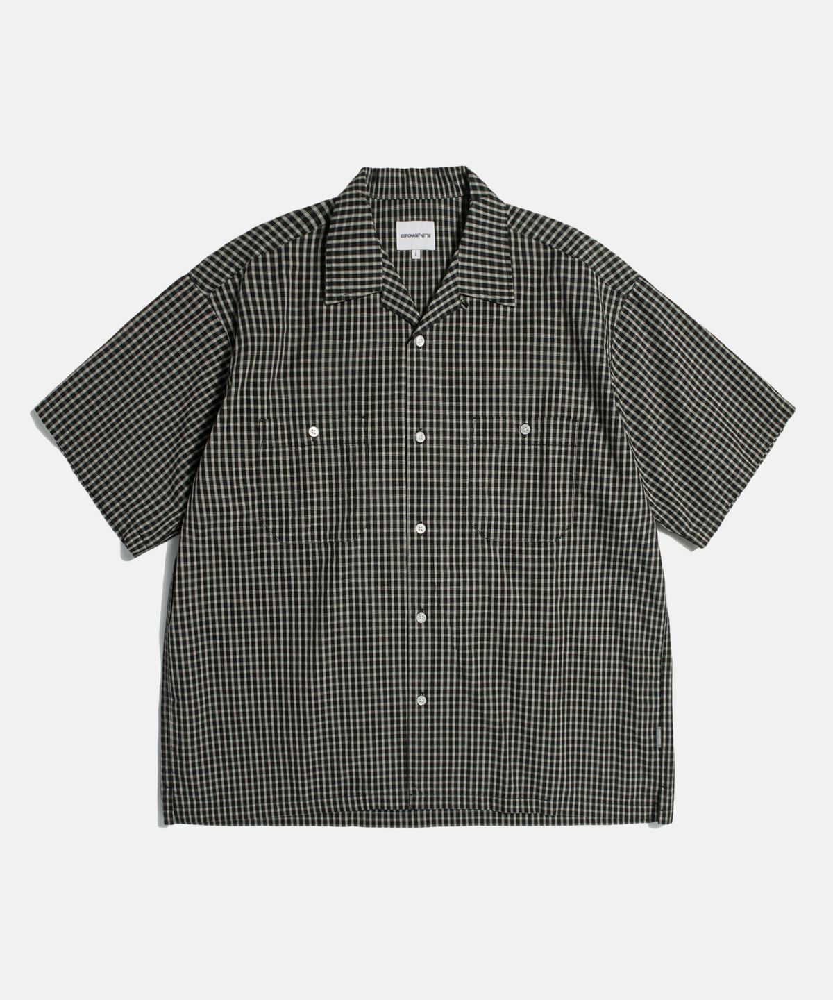 에스피오나지(ESPIONAGE) Double Grid 2 Pocket S/S Shirt Black