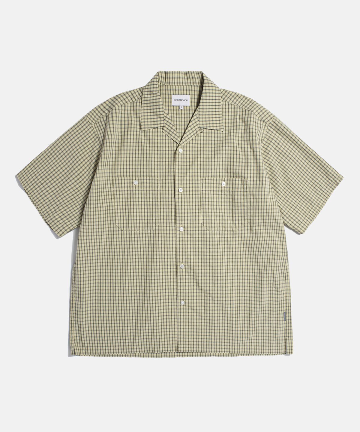 에스피오나지(ESPIONAGE) Double Grid 2 Pocket S/S Shirt Beige