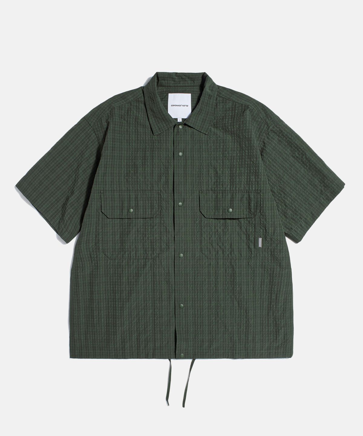 에스피오나지(ESPIONAGE) Washer Checked Shirt Jacket Dark Green