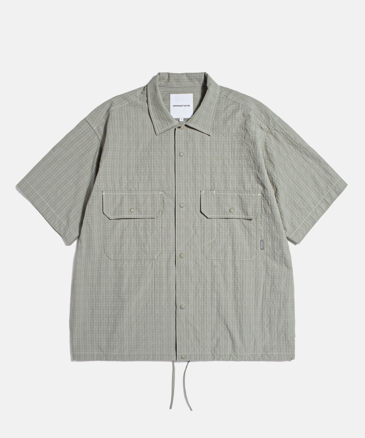 에스피오나지(ESPIONAGE) Washer Checked Shirt Jacket Warm Grey