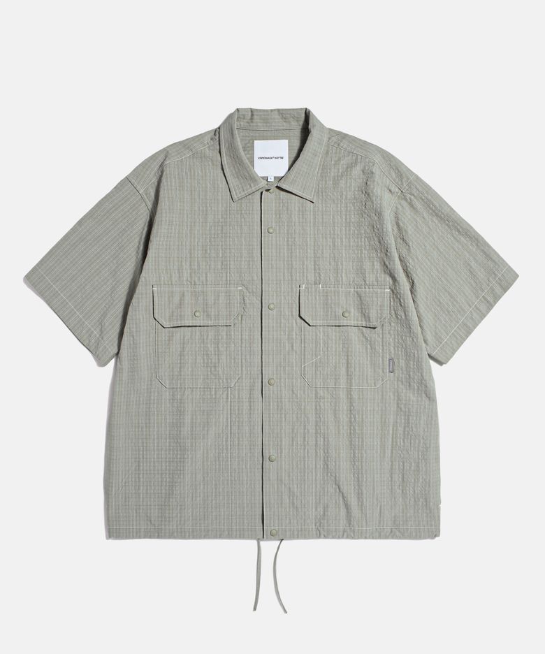 Washer Checked Shirt Jacket Warm Grey