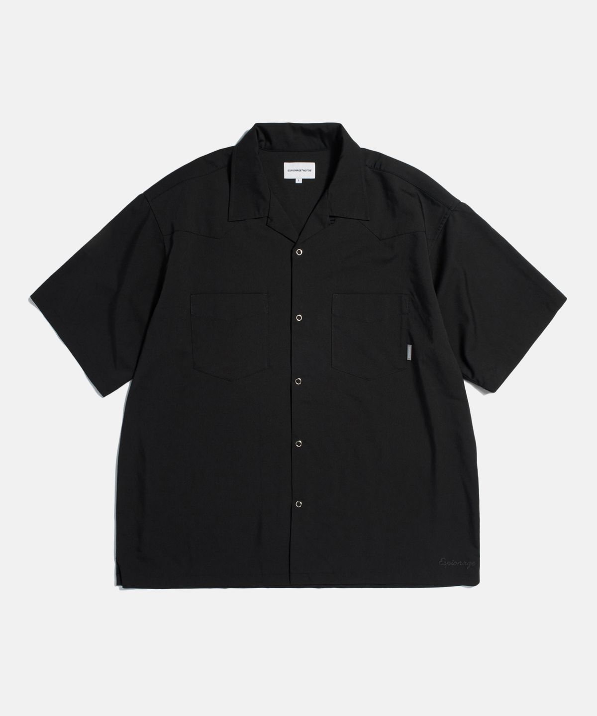 에스피오나지(ESPIONAGE) Draped Western S/S Shirt Black