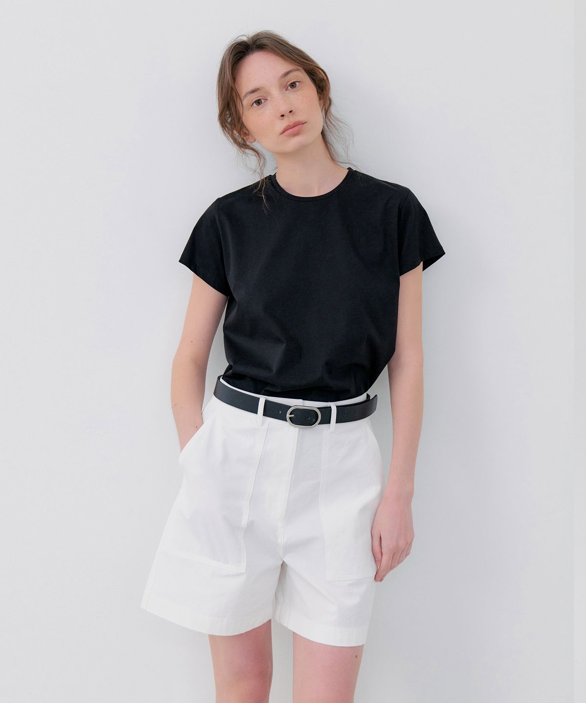 노티아(NOTIA) SILKET COTTON T-SHIRTS - BLACK