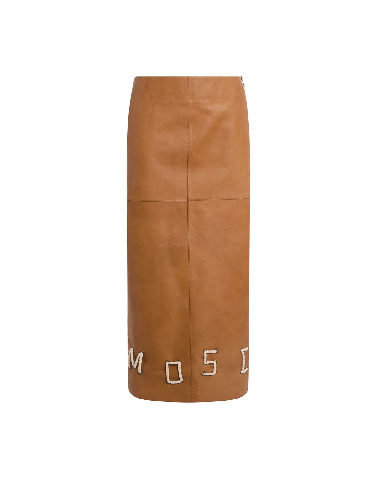 모스키노(MOSCHINO) 아일렛 디테일 레더 스커트