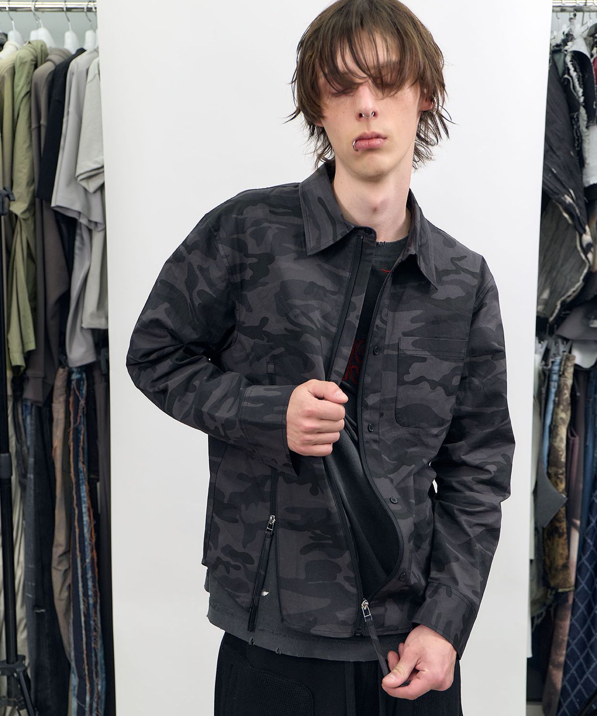 비엘알(BLR) Camo Zip-Up Overshirt Charcoal