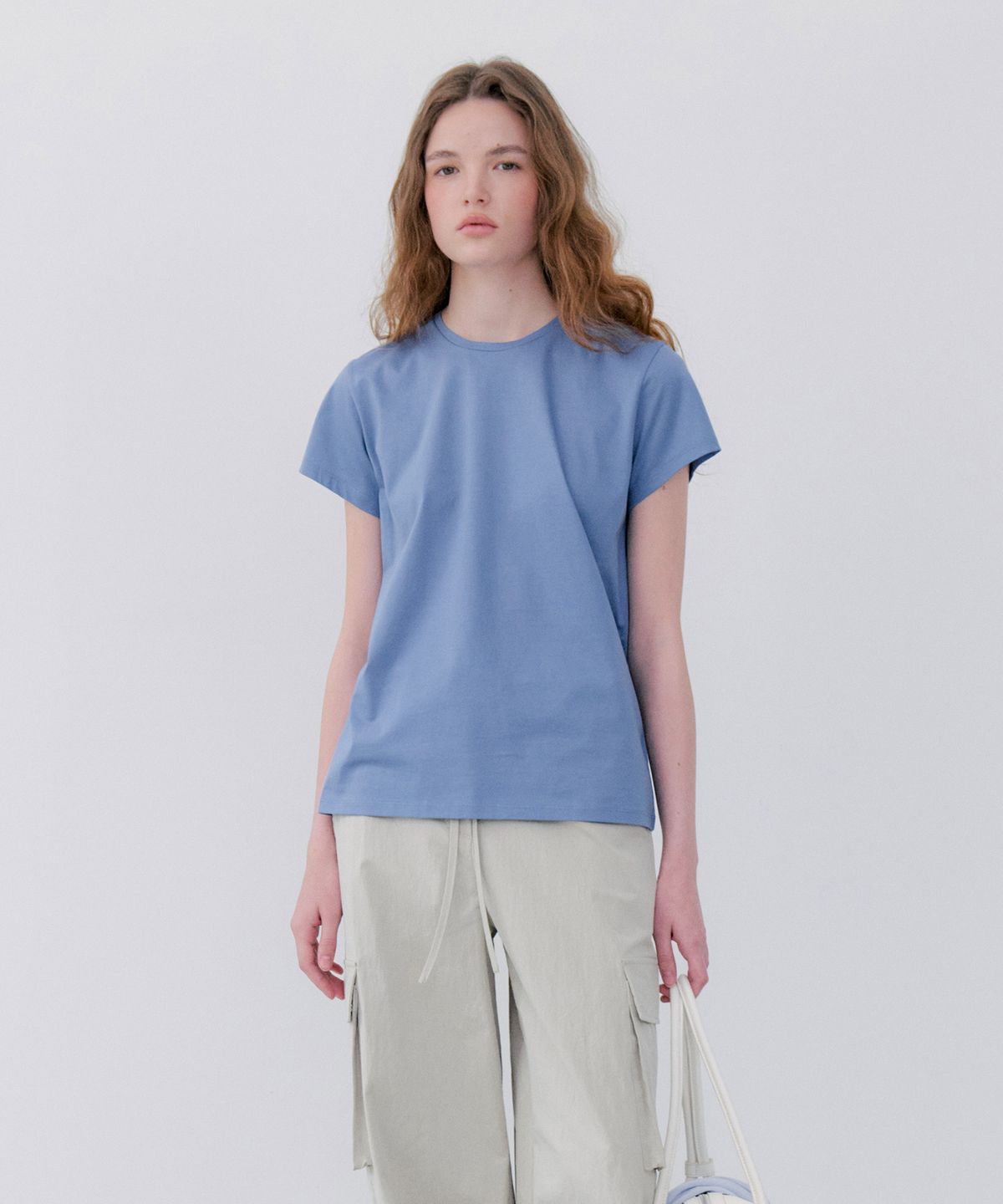 노티아(NOTIA) SILKET COTTON T-SHIRTS - BLUE
