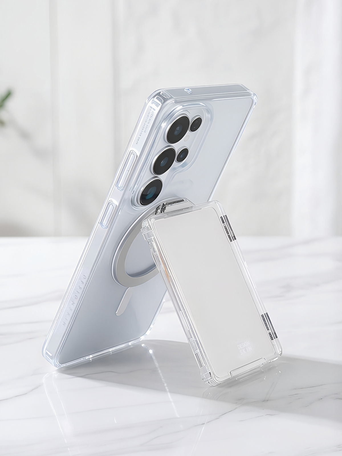 디자인스킨(DESIGNSKIN) 맥세이프 스탠드 도어 카드 포켓 갤럭시핏 -클리어