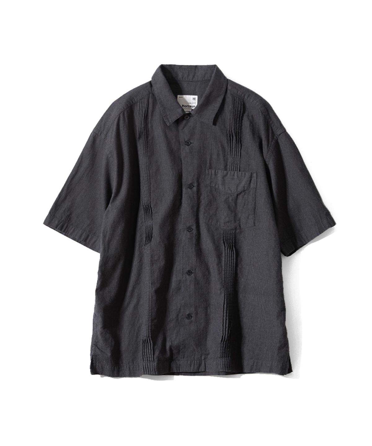 홀리선(HORLISUN) Pleats Havana Stripe Shirt Charcoal