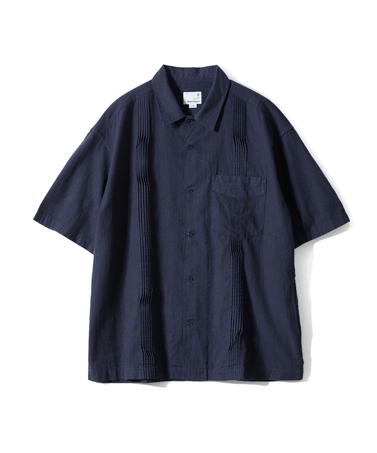 홀리선(HORLISUN) Pleats Havana Stripe Shirt Navy
