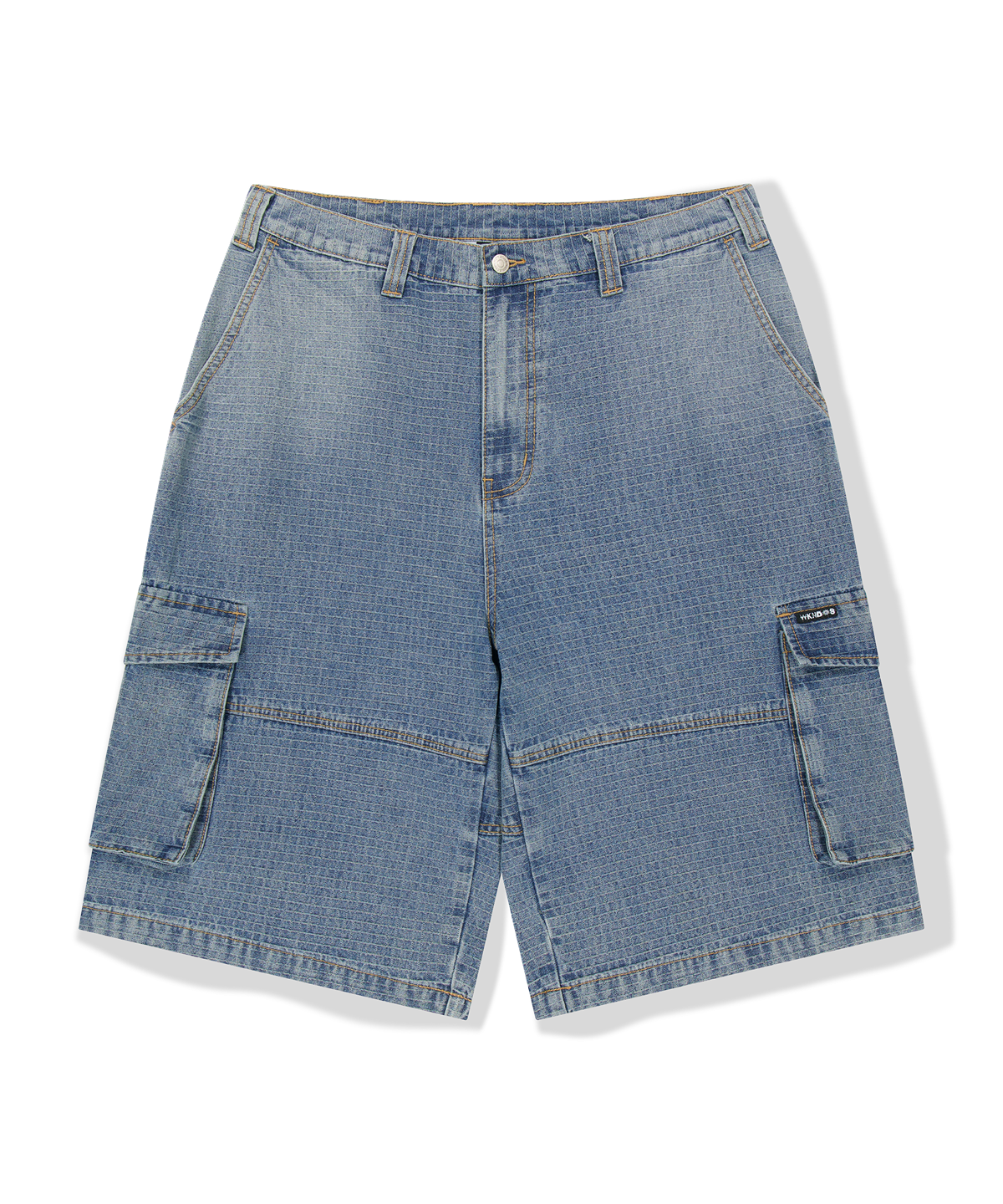 위캔더스(WKNDRS) [WKNDRS x GWAXNG] DULLY RIPSTOP CARGO SHORTS (DENIM)
