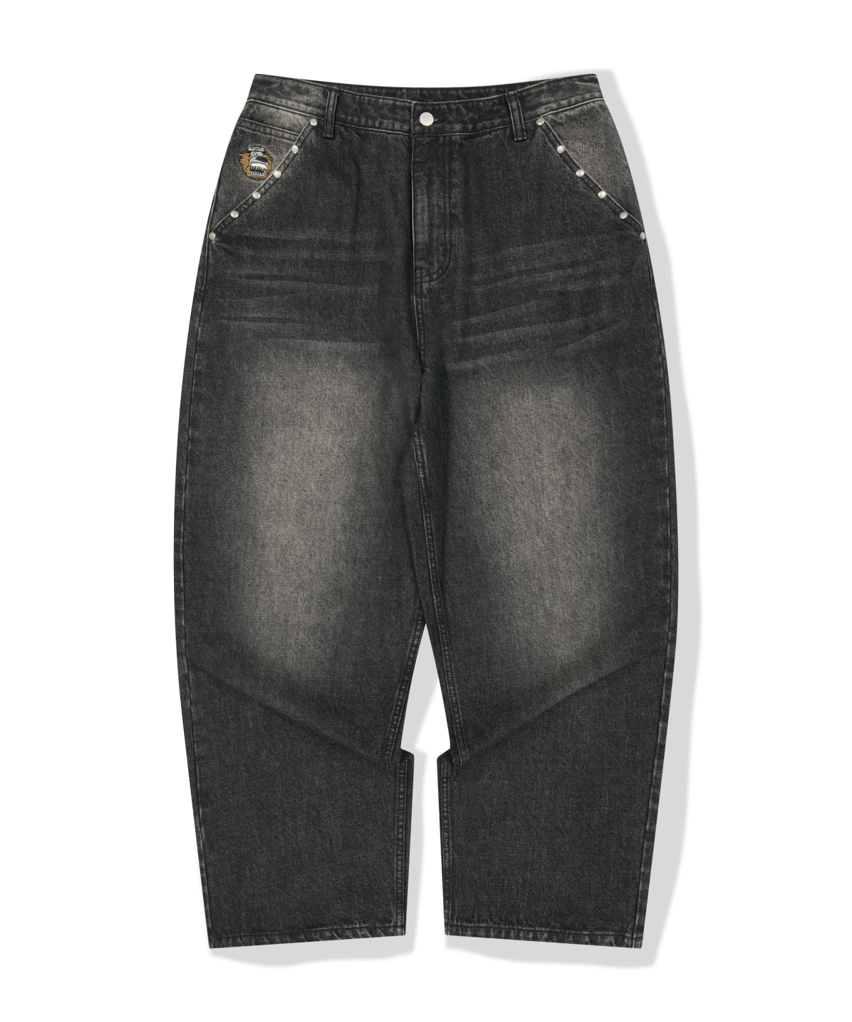 위캔더스(WKNDRS) [WKNDRS x GWAXNG] DULLY STUDDED DENIM PANTS (BLACK)