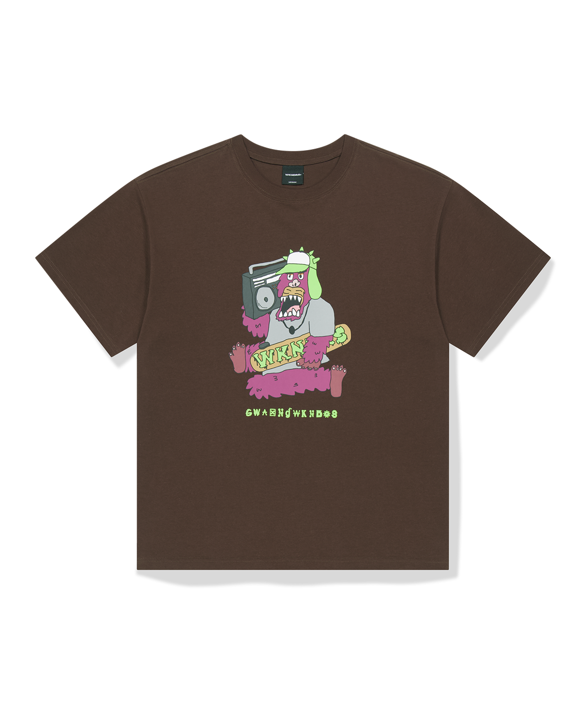 위캔더스(WKNDRS) [WKNDRS x GWAXNG] SNARL BOOMBOX T-SHIRT (BROWN)