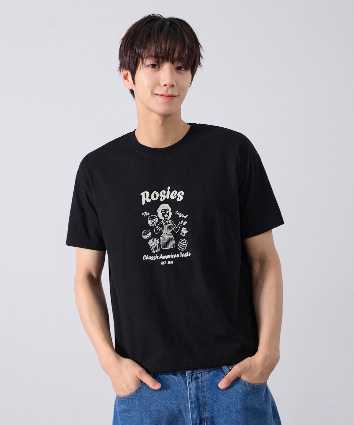 앨빈클로(ALVINCLO) 아메리칸 클래식 크롭핏 반팔티셔츠 AST3639 (4COLOR)