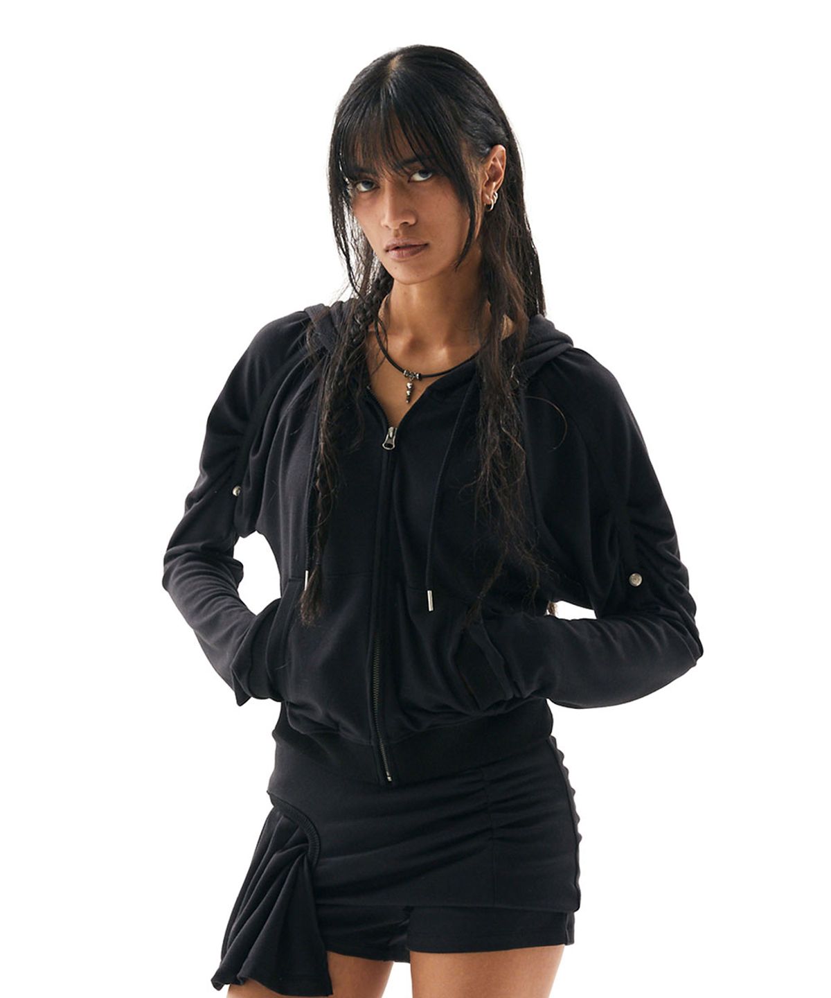 디프런티스(DIFFERENTIS) Runched Soft Hoodie (BK)