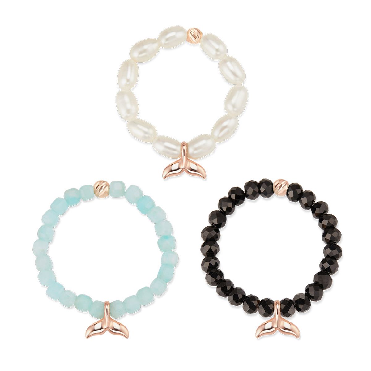 도로시(DOROCY) 14k 고래꼬리 천연석 비즈 반지 (3type)