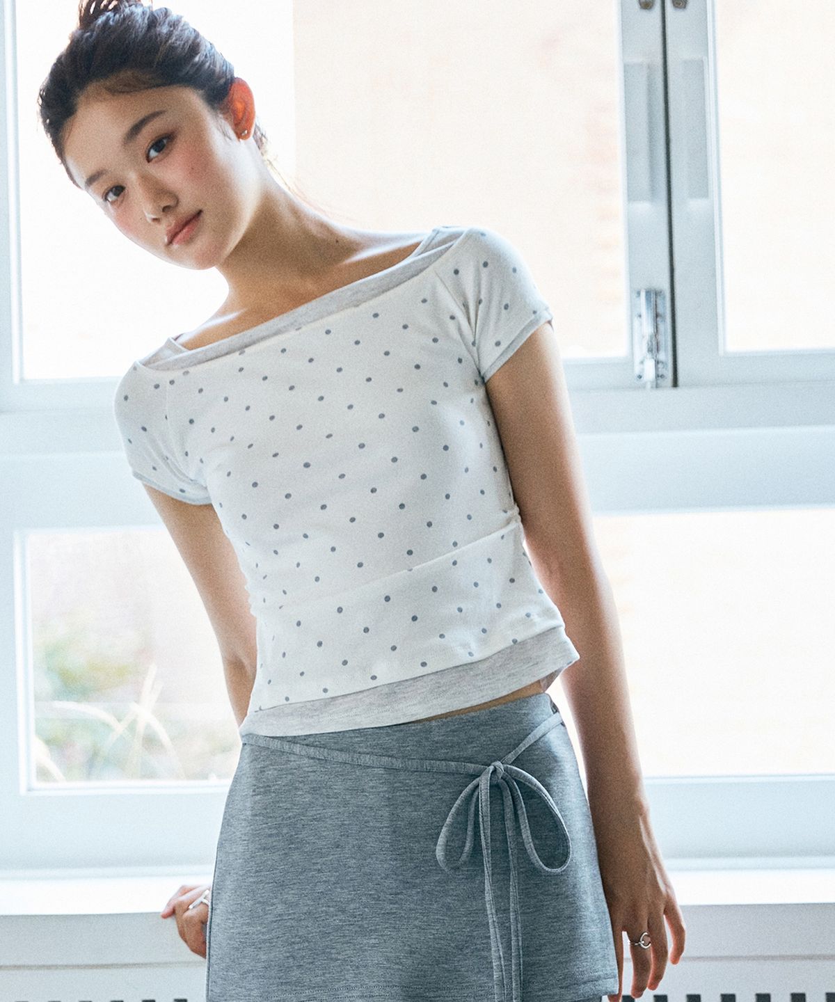 미쏘(MIXXO) 보트넥 레이어드 티셔츠 RE LWG40MS_MIWHWG71QA