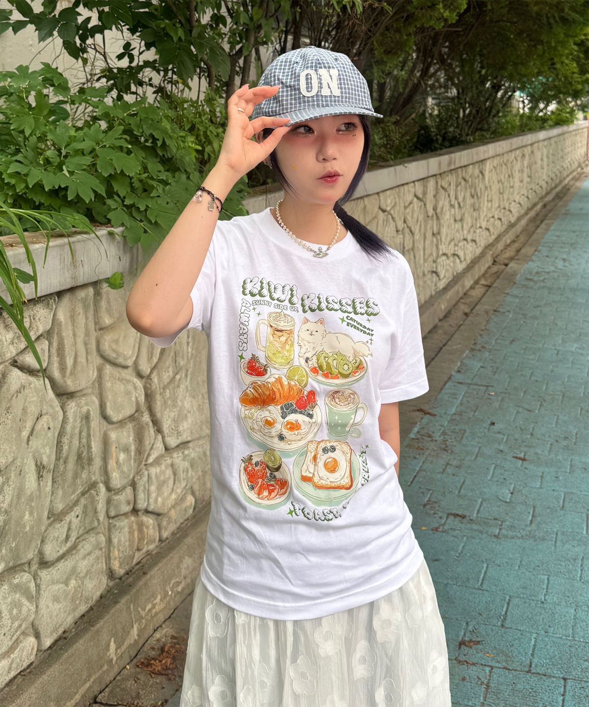 컬로라(COLORA) 해피 브런치 타임 반팔 티셔츠 (3color)