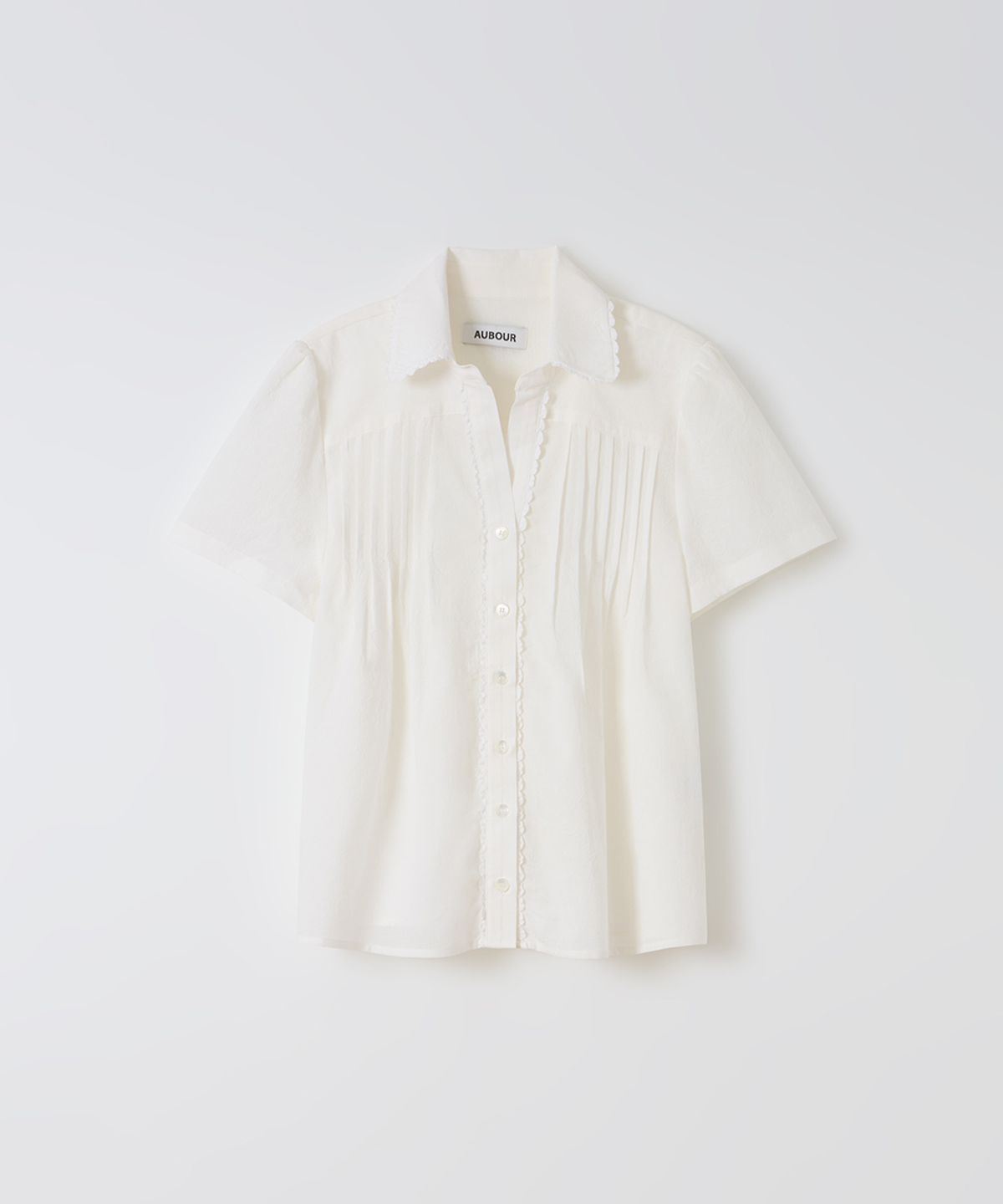아우브아워(AUBOUR) lace cap blouse (white)