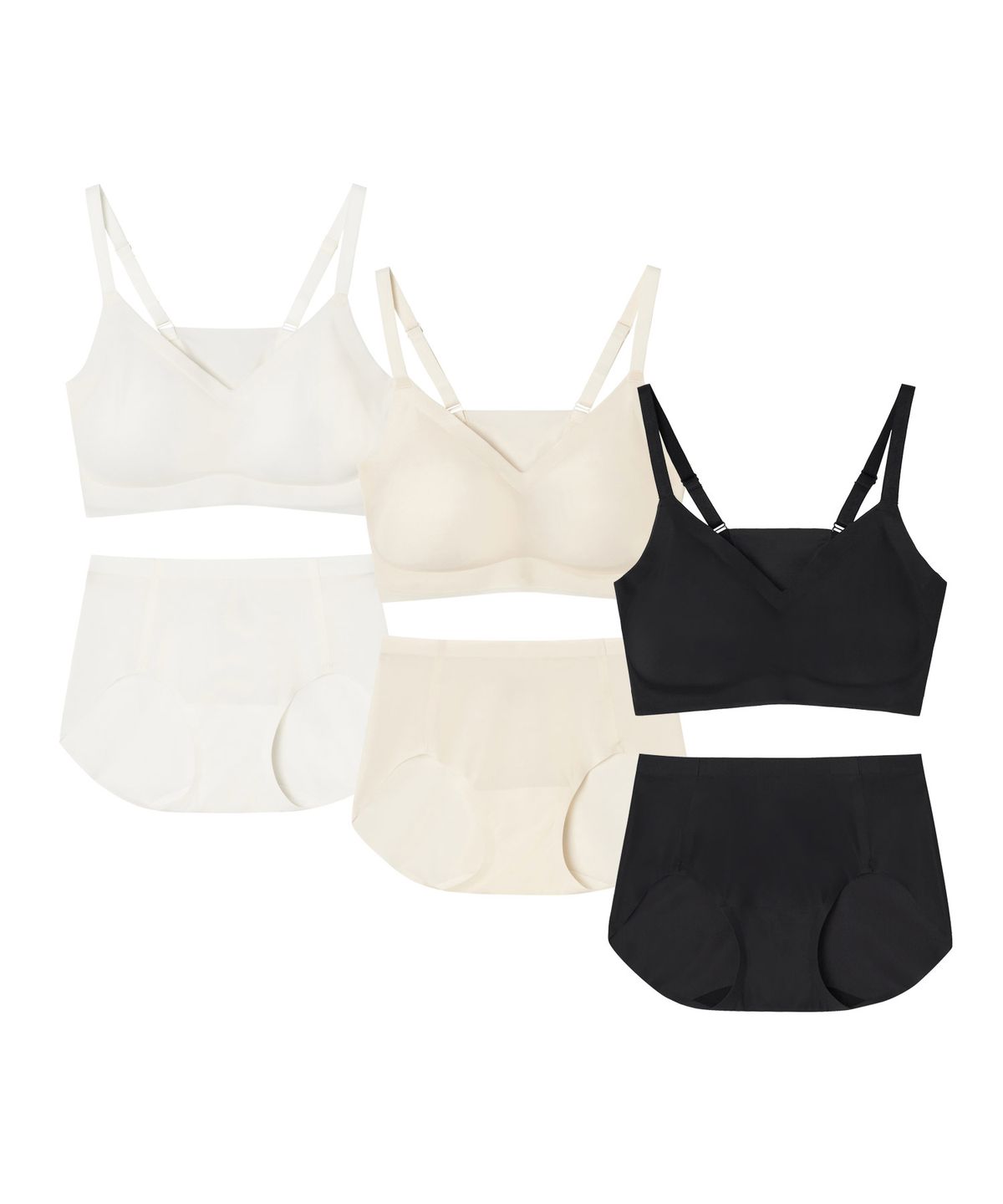 크로커다일 이너웨어(CROCODILE INNERWEAR) [3SET] 쿨라이트 실키핏 일체형 스트랩 브라팬티 세트